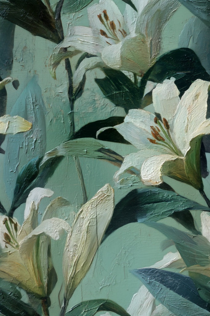 Vibrant Green Tropical Leaf Floral Wallpaper pattern artwork