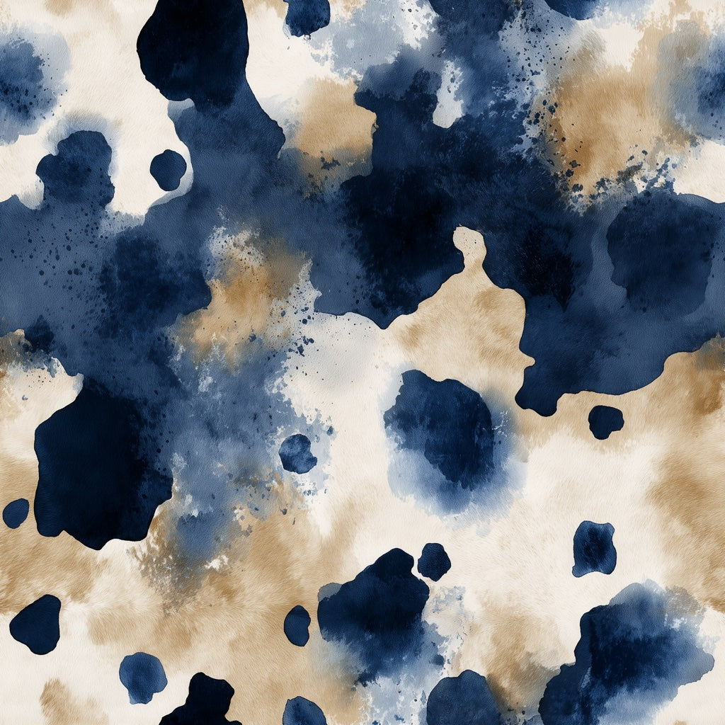 Navy and Gold Look Abstract Ink Splatter Wallpaper pattern artwork