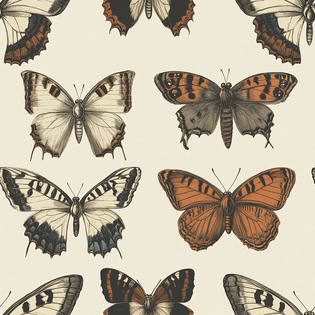 Beige and Orange Butterfly Pattern Wallpaper pattern artwork