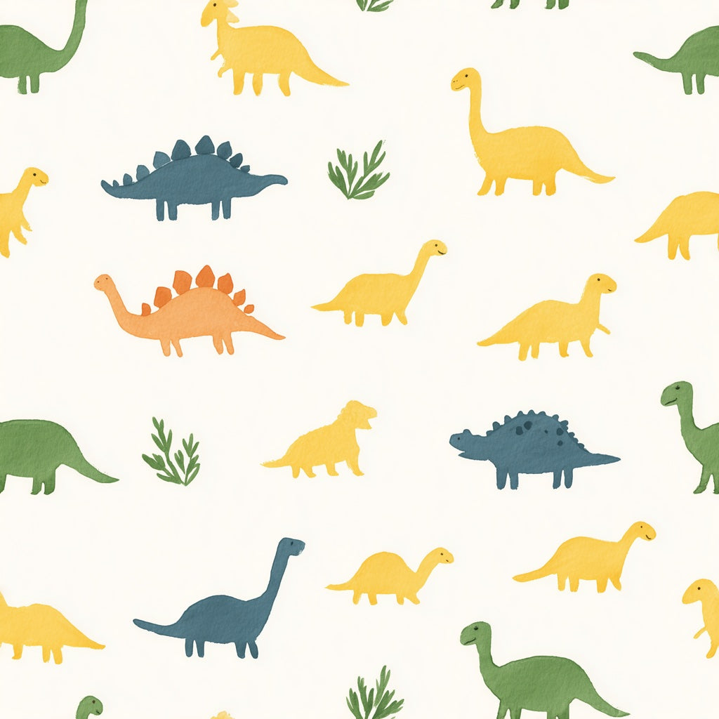 White Multicolor Dinosaur Kids Wallpaper pattern artwork