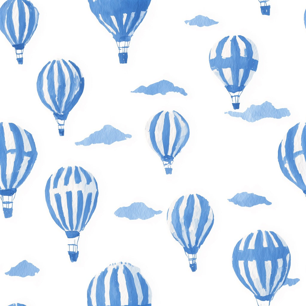 Blue Hot Air Balloon Nursery Wallpaper pattern artwork