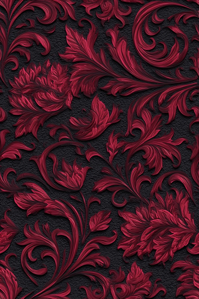 Rich Red Large Floral Pattern Wallpaper pattern artwork