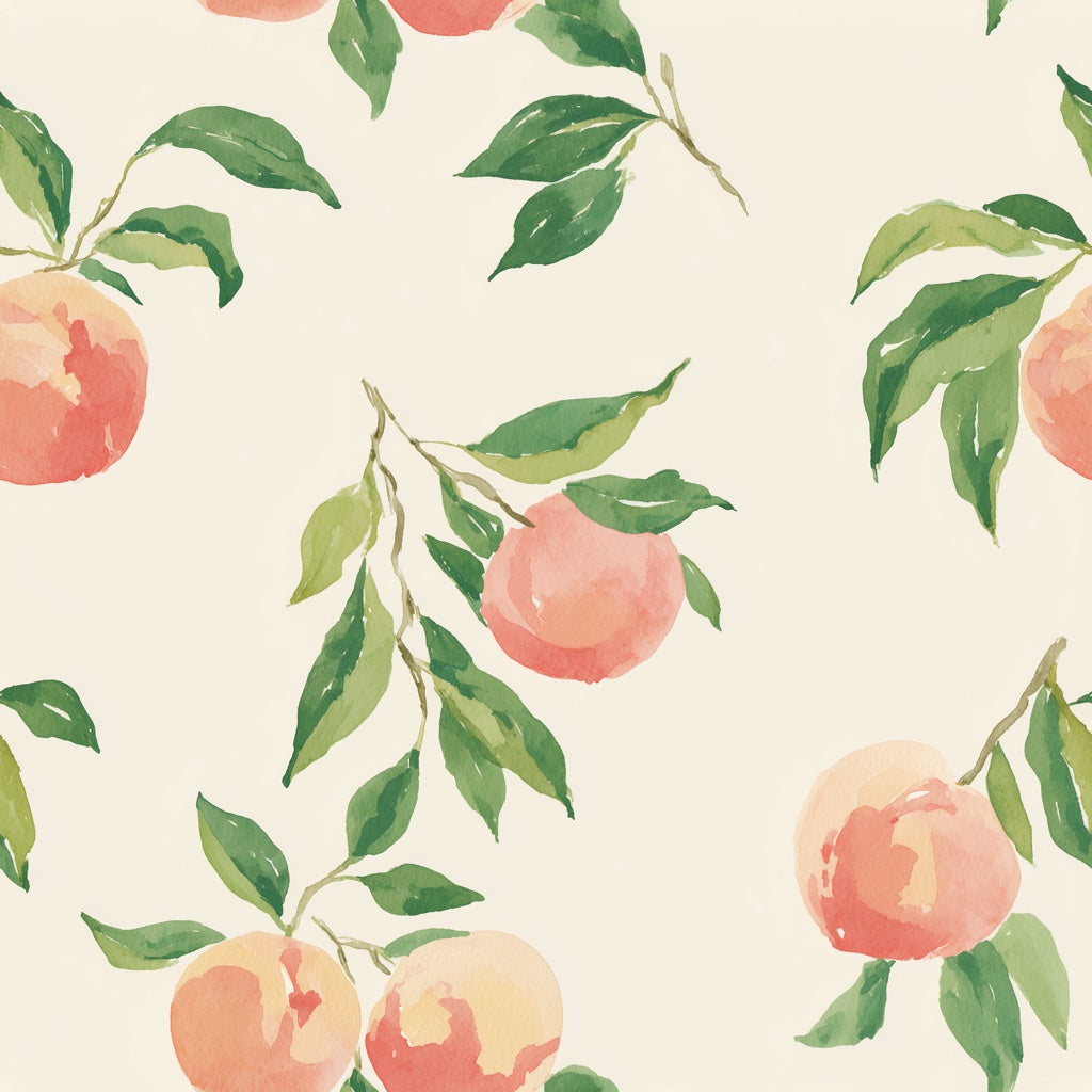 Cream Peach Botanical Pattern Wallpaper pattern artwork