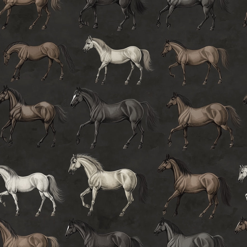 Dark Charcoal Horse Silhouette Wallpaper pattern artwork