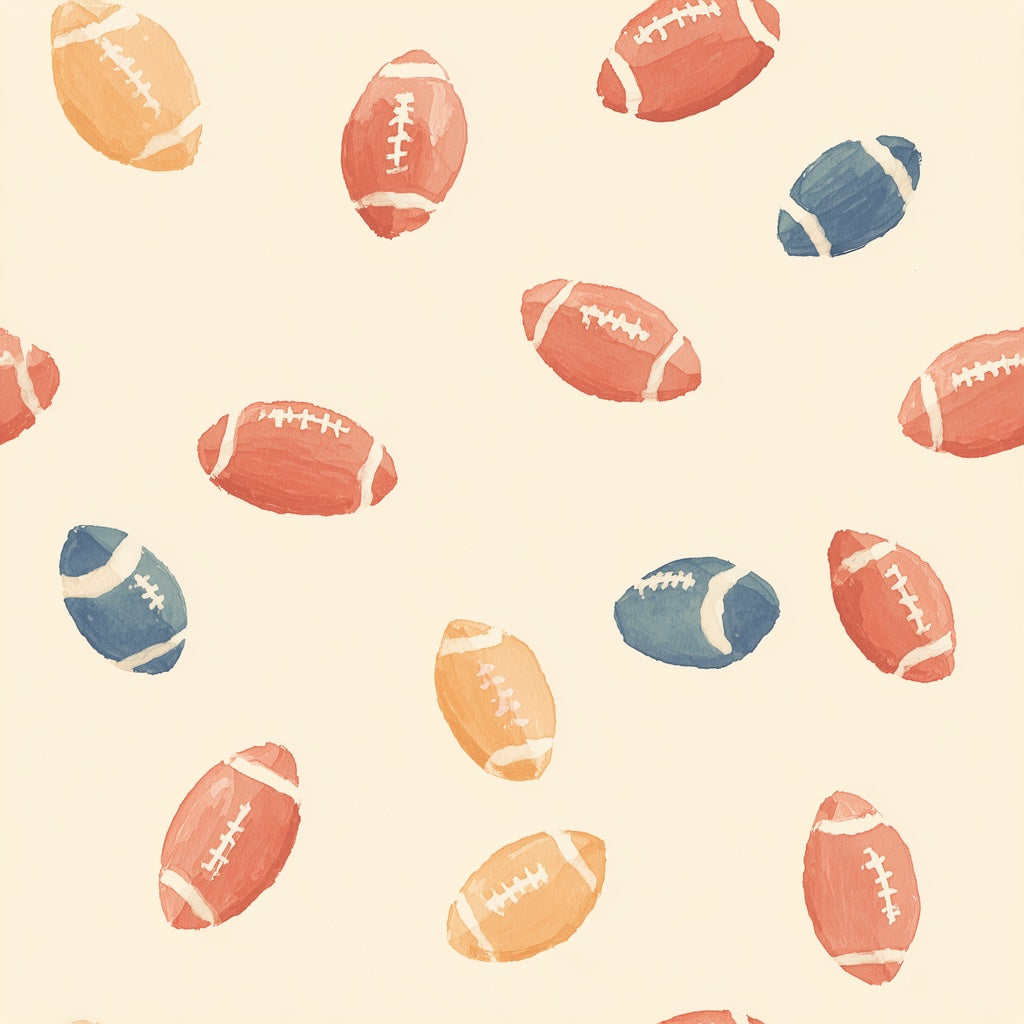 Cream Multicolor Football Sport Wallpaper pattern artwork