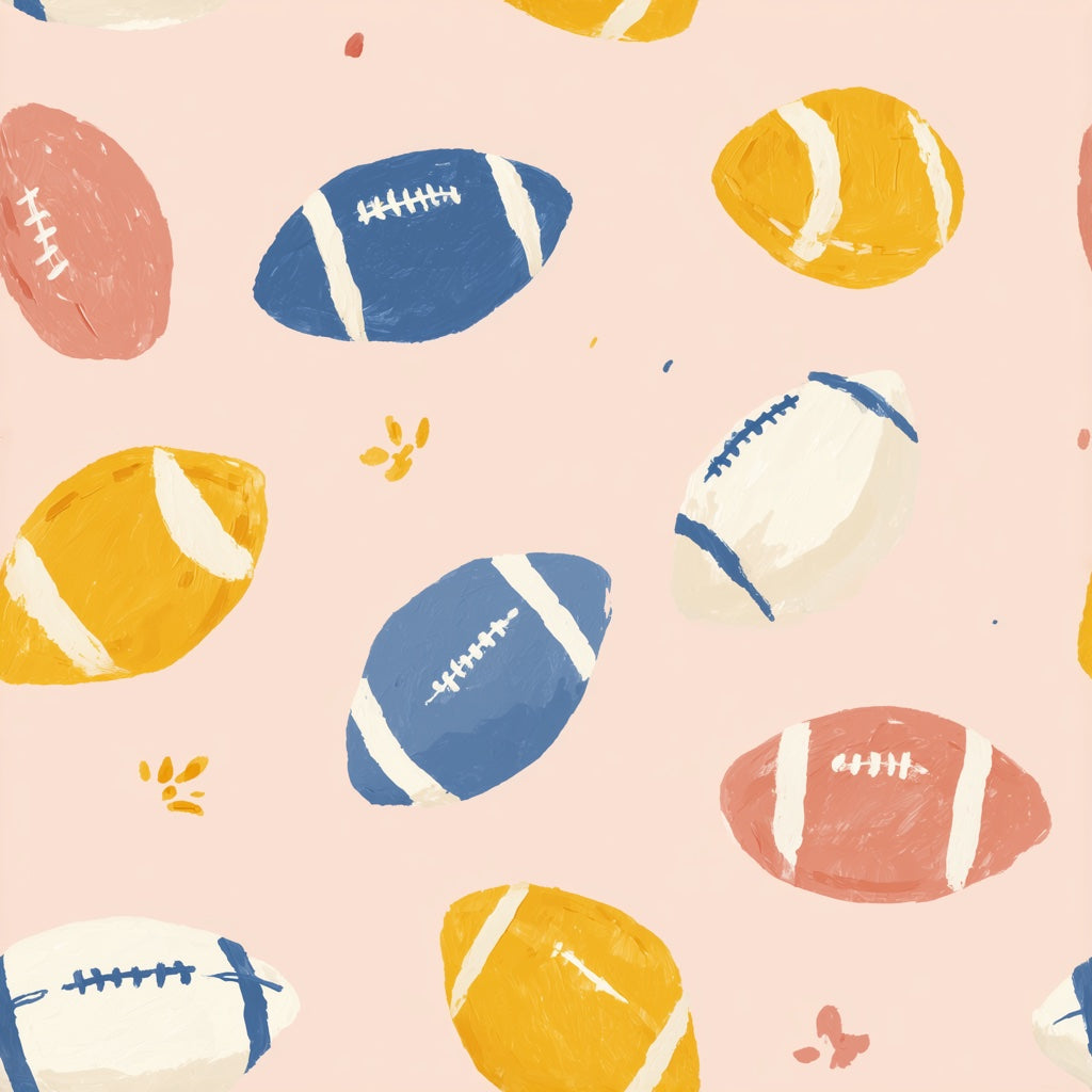 Blush Pink Multicolor Football Pattern Wallpaper pattern artwork
