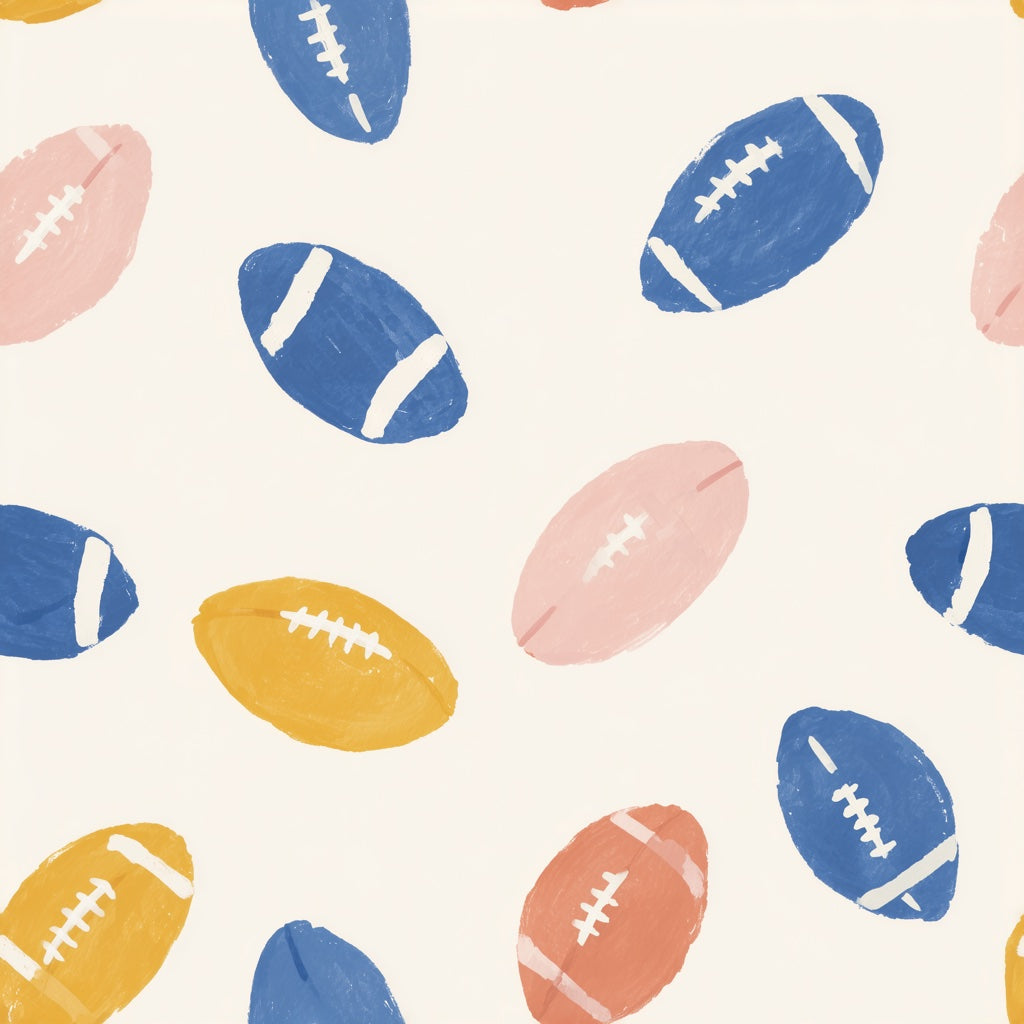 White Multicolor Football Pattern Wallpaper pattern artwork