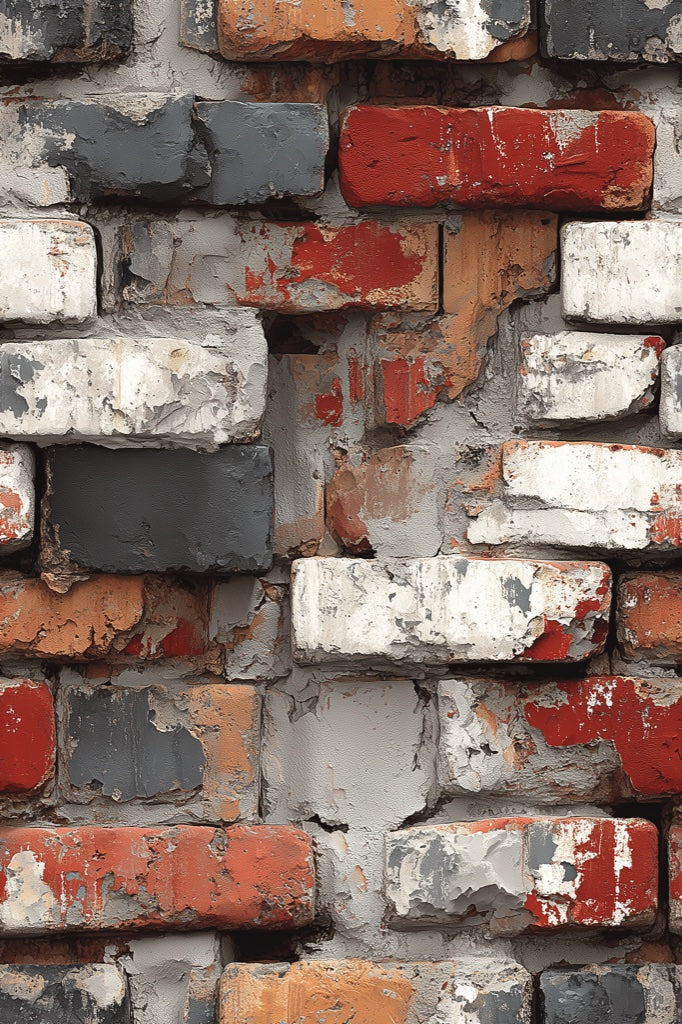 Rustic Red and Gray Distressed Brick Wallpaper pattern artwork