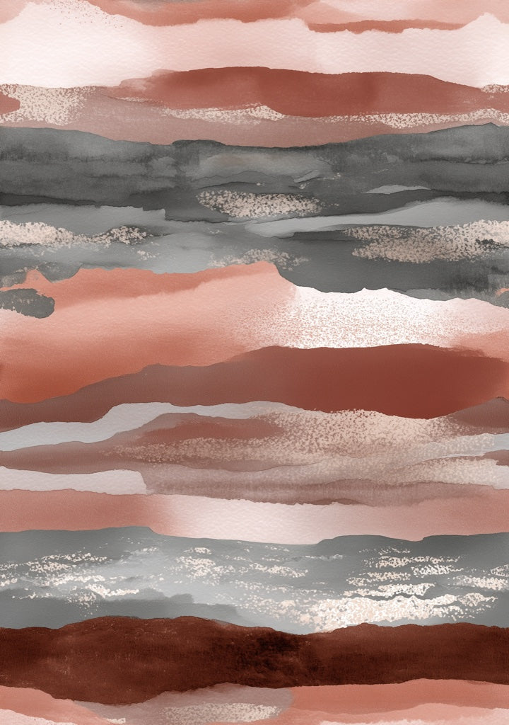 Warm Terracotta and Gray Abstract Stripe Wallpaper pattern artwork