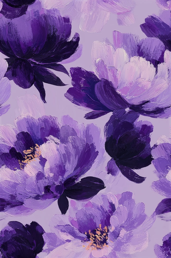 Vivid Purple Large Floral Wallpaper pattern artwork