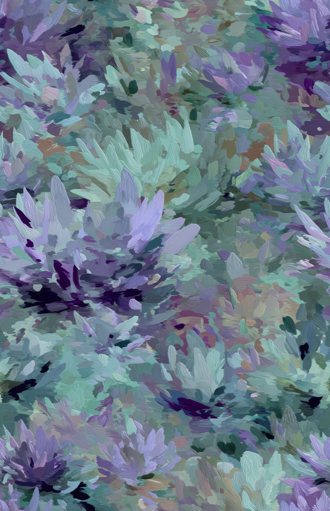 Lush Purple and Green Large Floral Wallpaper pattern artwork