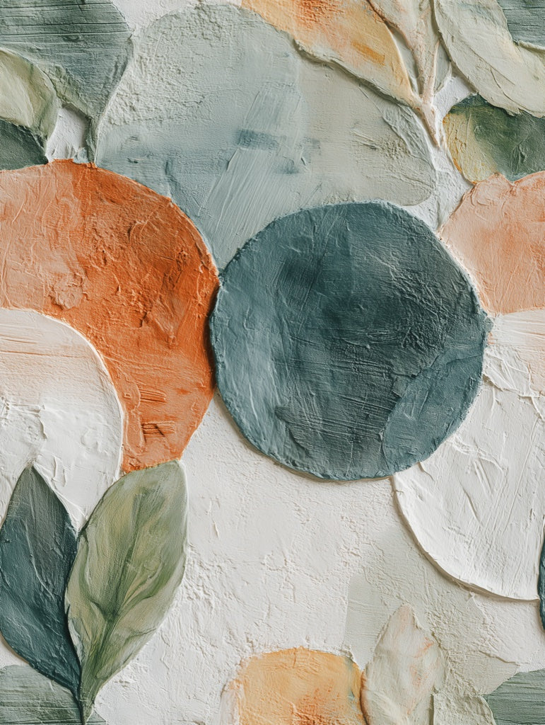 Bright Abstract Circles and Leaves Wallpaper pattern artwork