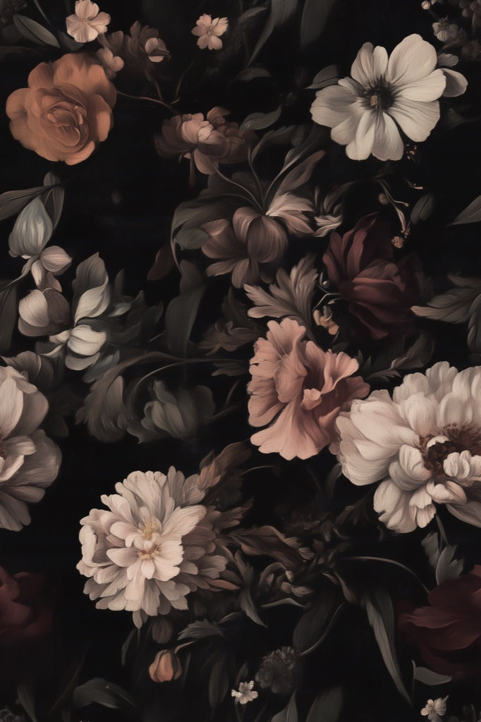 Dark Vintage Floral Bouquet Wallpaper pattern artwork