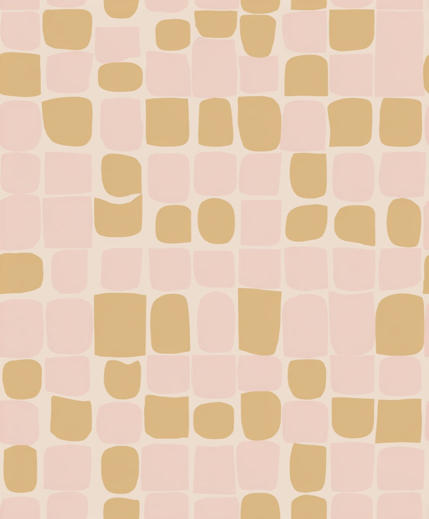 Soft Blush and Mustard Geometric Shapes Wallpaper pattern artwork