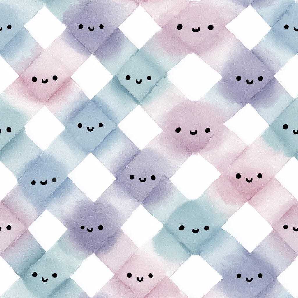 Pastel Watercolor Smiley Faces Kids Wallpaper pattern artwork