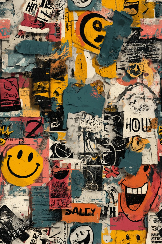 Multicolor Graffiti Pop Art Collage Wallpaper pattern artwork