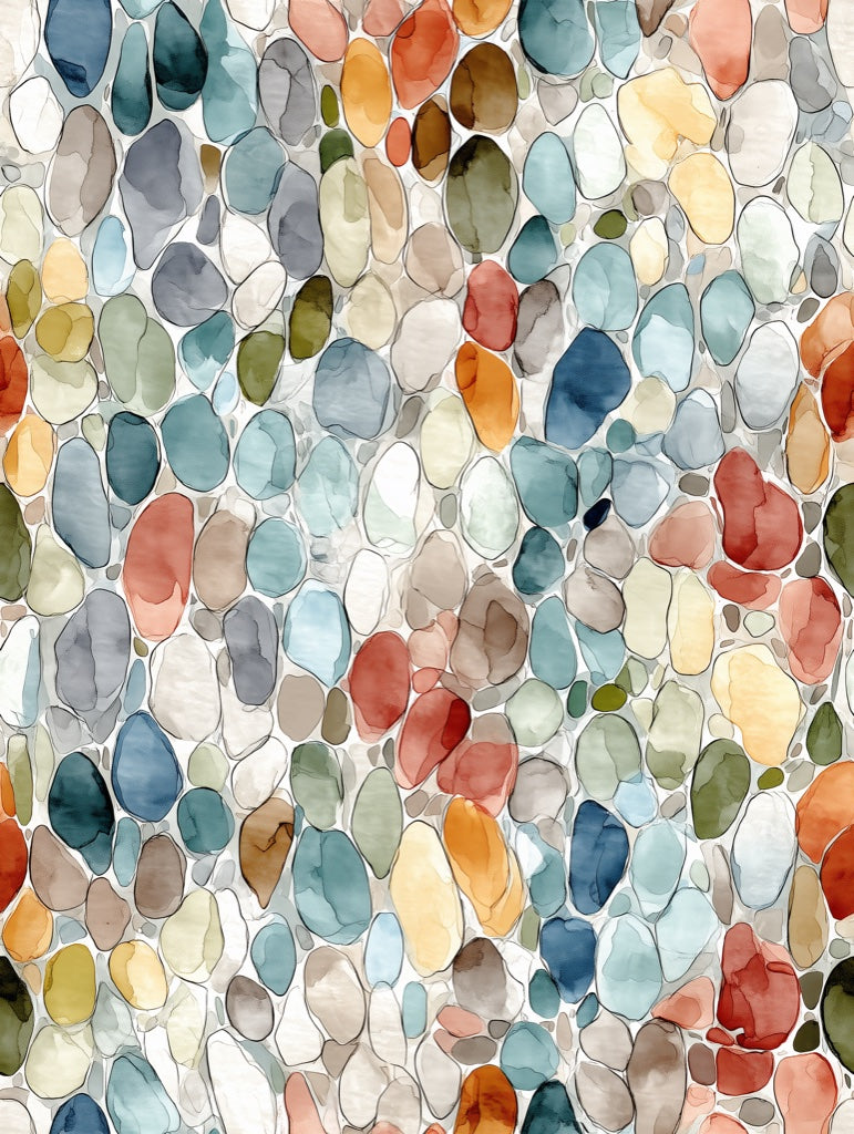 Multicolor Pebble Abstract Watercolor Wallpaper pattern artwork