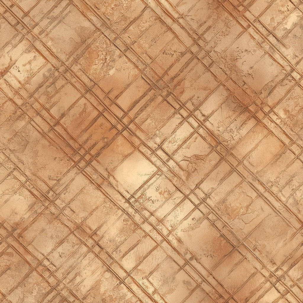 Warm Terracotta Diagonal Plaid Geometric Wallpaper pattern artwork