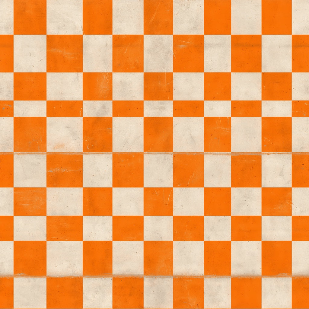 Bold Orange and Cream Checkered Geometric Wallpaper pattern artwork