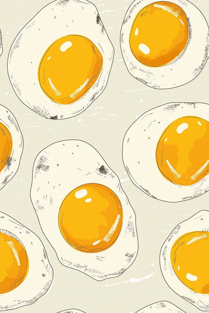 Beige and Yellow Fried Egg Pattern Wallpaper pattern artwork