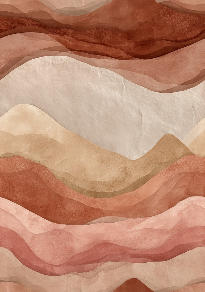 Terracotta and Beige Abstract Wave Wallpaper pattern artwork