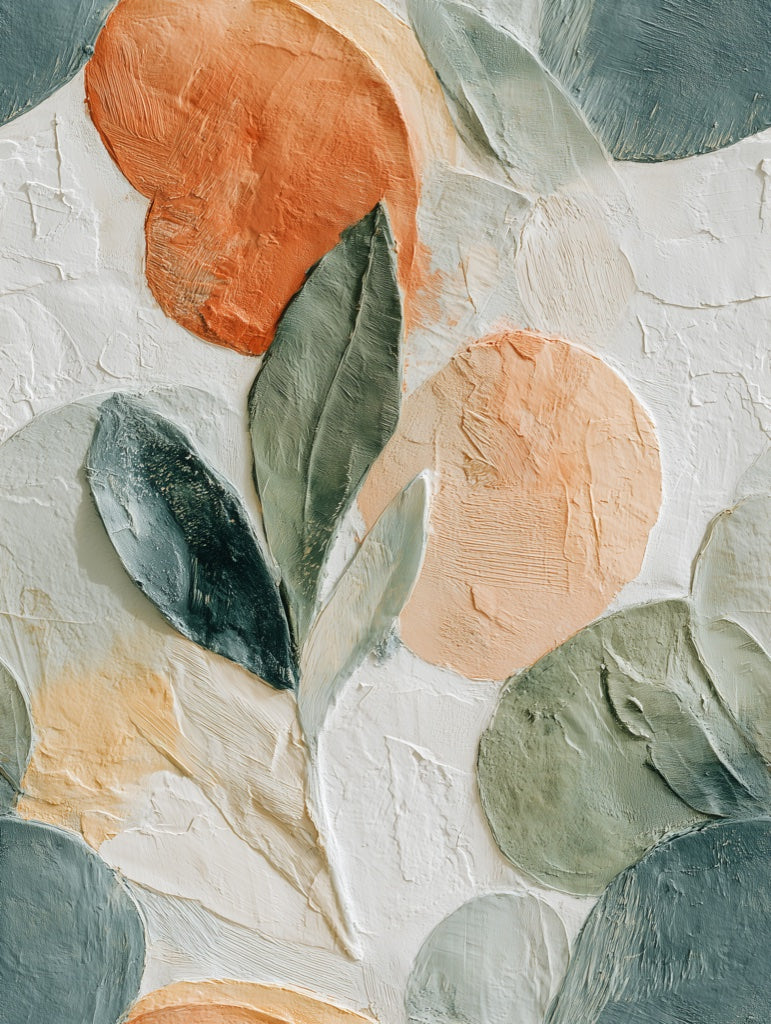 Cream Brushstroke Botanical Wallpaper pattern artwork