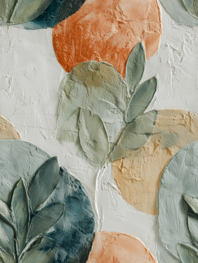 Cream and Terracotta Abstract Botanical Wallpaper pattern artwork