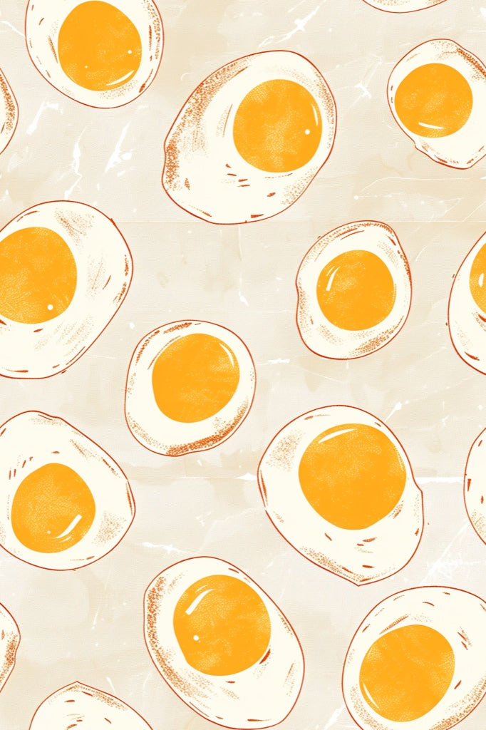 Beige and Yellow Fried Egg Pattern Wallpaper pattern artwork