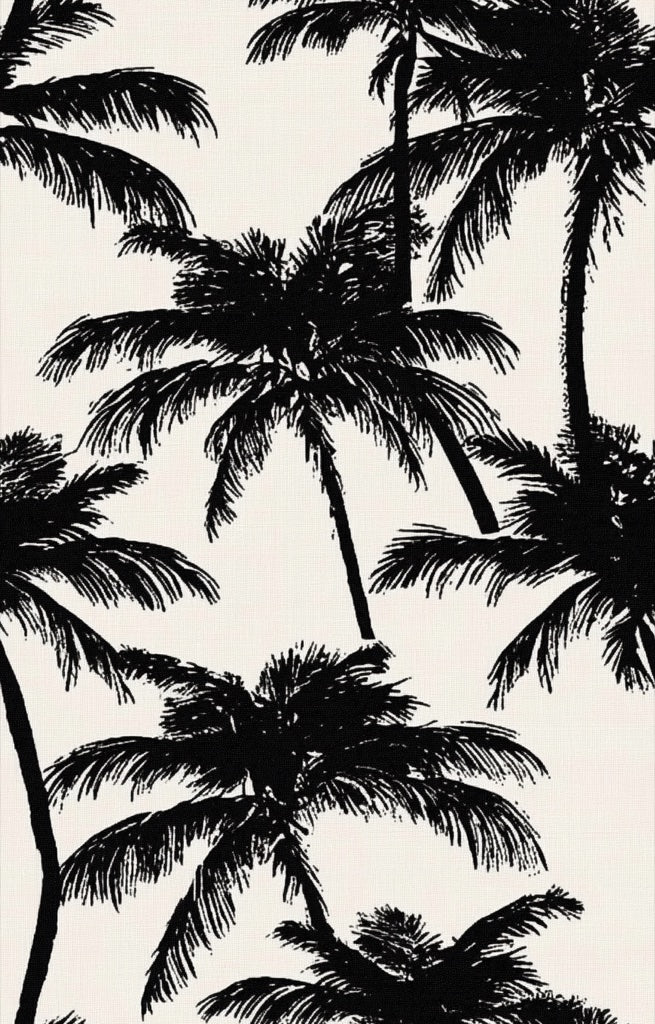 Monochrome Palm Tree Silhouette Tropical Wallpaper pattern artwork