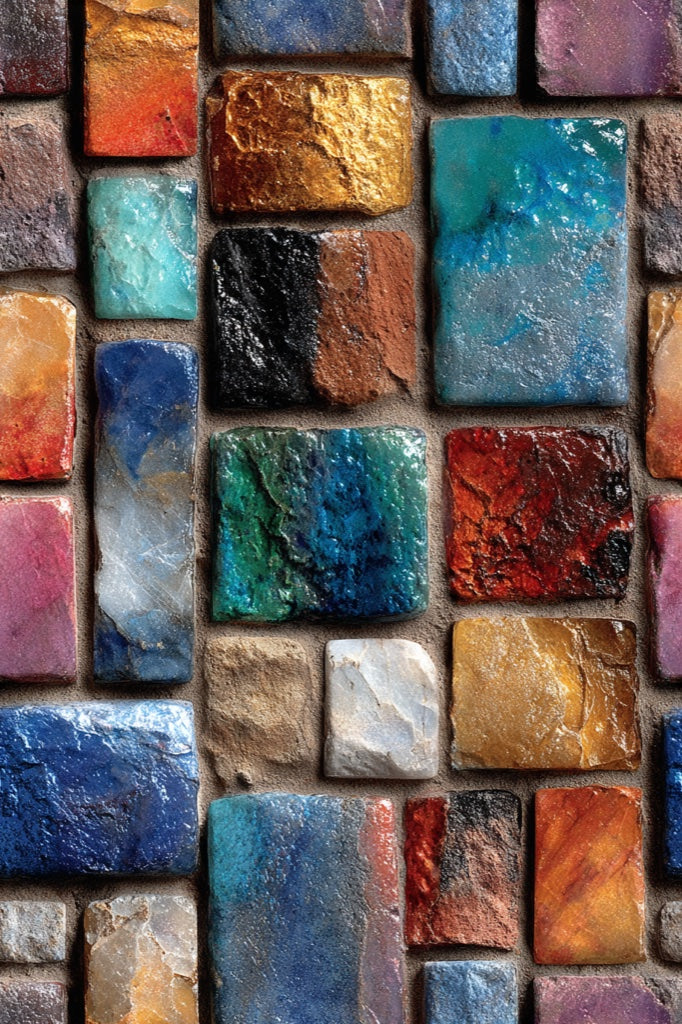Multicolor Textured Abstract Brick Pattern Wallpaper pattern artwork