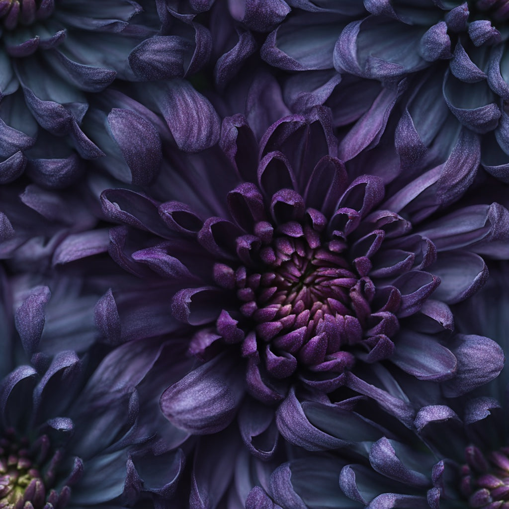 Deep Purple Chrysanthemum Floral Wallpaper pattern artwork