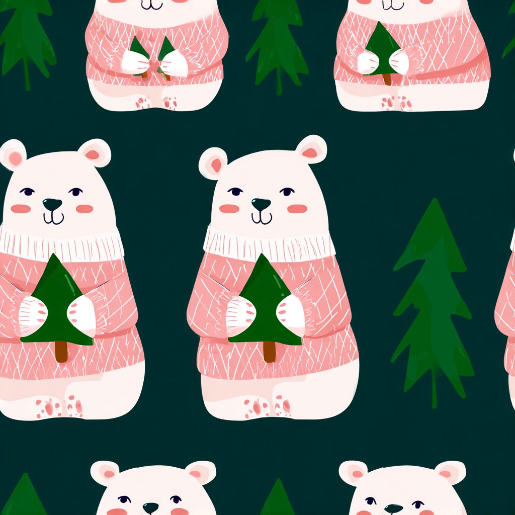 Dark Forest Cute Bear Kids Wallpaper pattern artwork