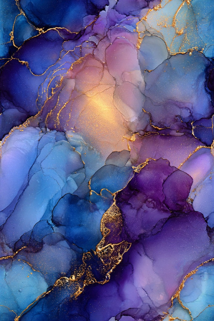 Rich Blue and Purple Abstract Marble Wallpaper pattern artwork