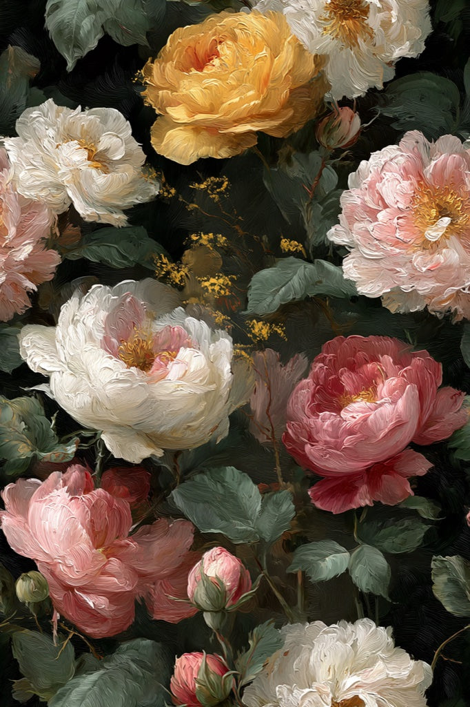 Dark Opulent Rose Garden Wallpaper pattern artwork