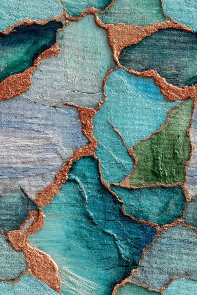 Teal and Green Abstract Textured Wallpaper pattern artwork