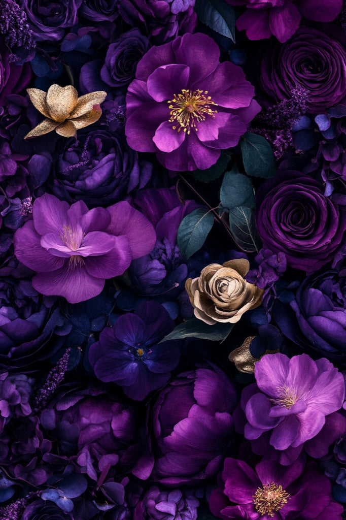 Deep Purple and Black Floral Rose Wallpaper pattern artwork