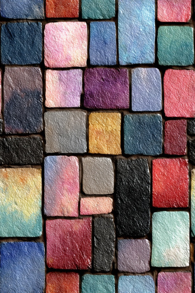 Multicolor Stone Block Pattern Wallpaper pattern artwork