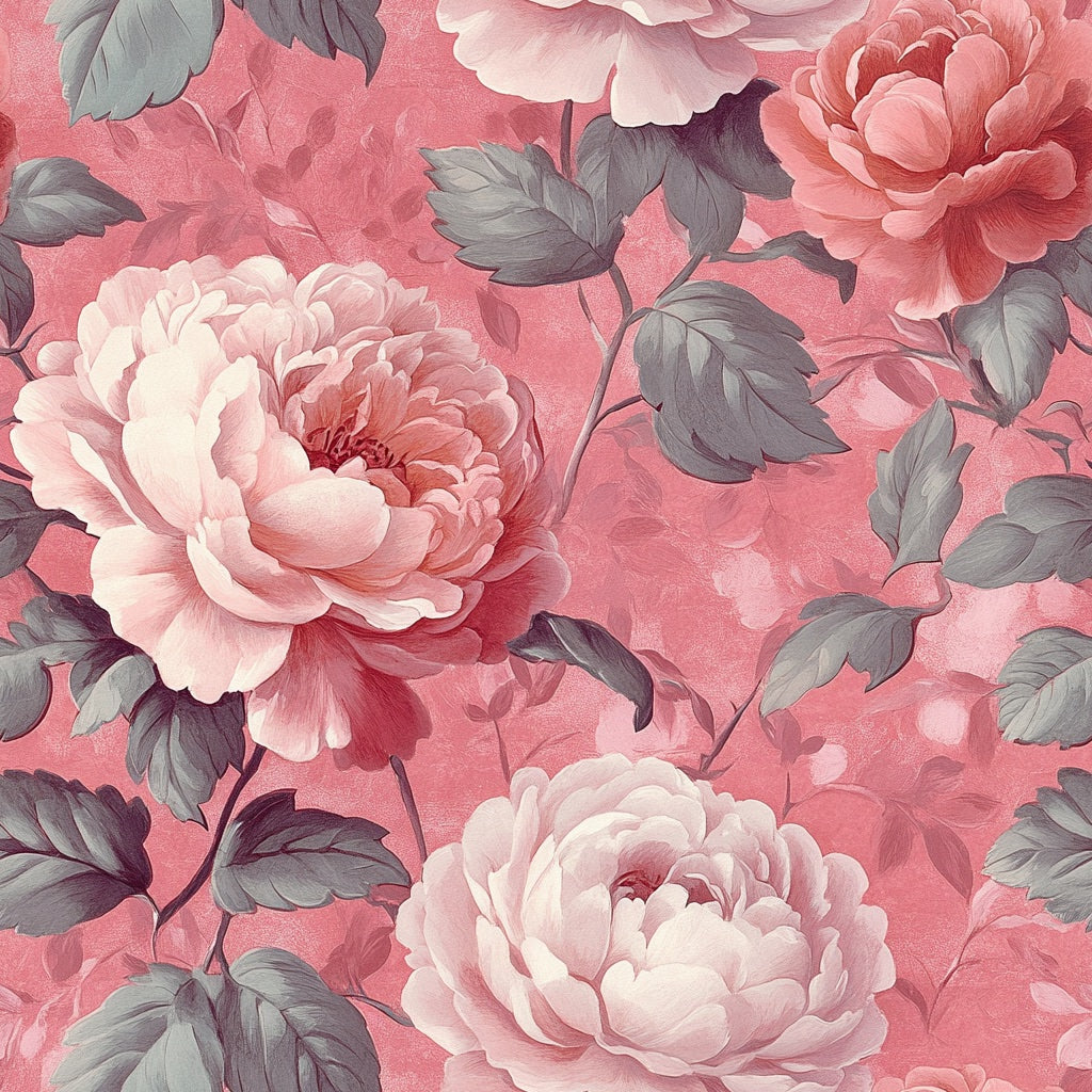 Blush Pink Peony Floral Wallpaper pattern artwork