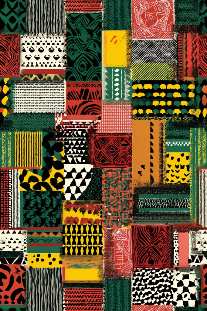 Vibrant Patchwork Geometric Multicolor Wallpaper pattern artwork