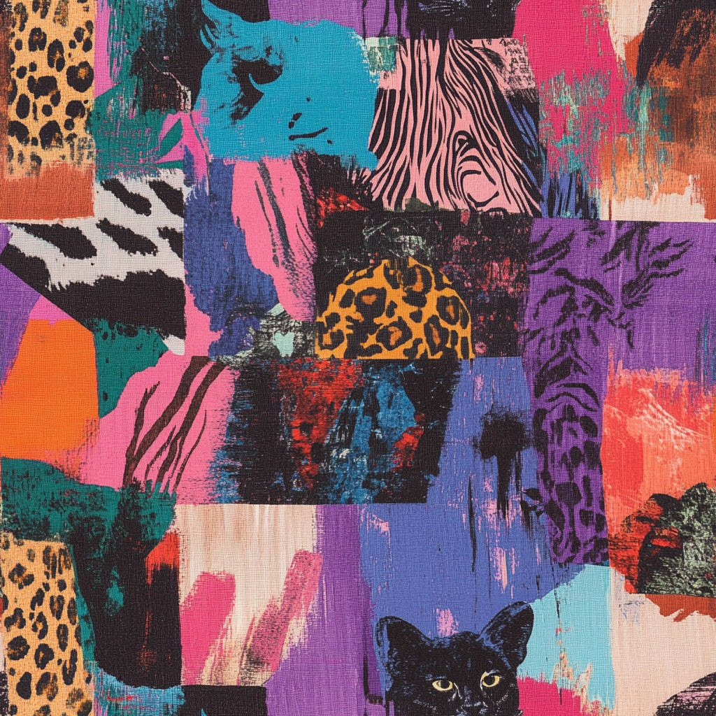 Vibrant Multicolor Jungle Animal Abstract Wallpaper pattern artwork