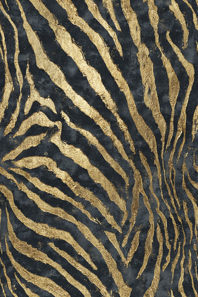Luxurious Black and Gold Look Zebra Stripe Wallpaper pattern artwork
