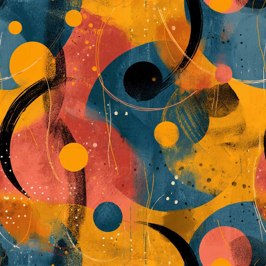Vibrant Orange and Blue Abstract Geometric Wallpaper pattern artwork