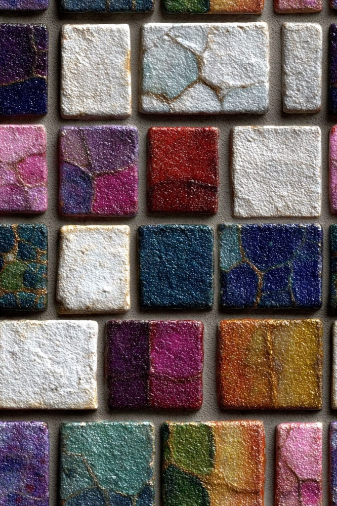 Multicolor Geometric Mosaic Tile Wallpaper pattern artwork