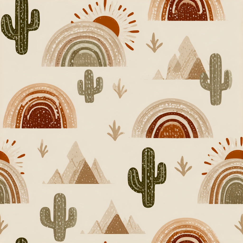 Desert Wallpaper Cactus Removable Rainbow Wall Mural pattern artwork