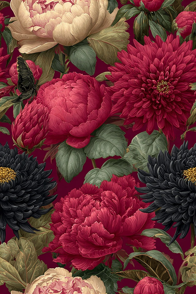 Muted Green Wallpaper Vintage Removable Floral Wall Mural pattern artwork