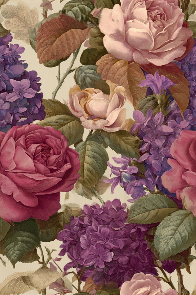 Floral Wallpaper Vintage Botanical Decorative Mural pattern artwork