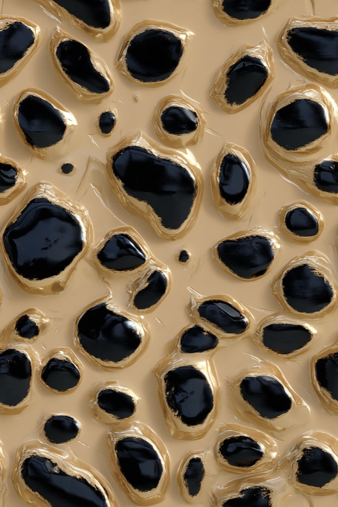 Animal Print Wallpaper Black Spots Beige Background Mural pattern artwork