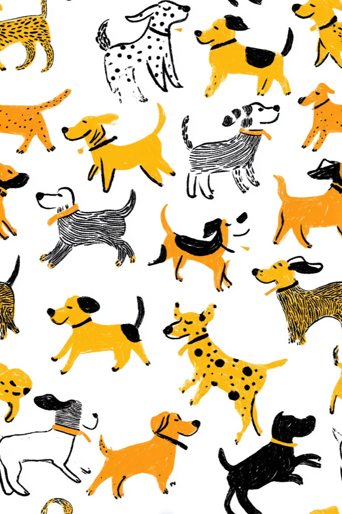 Abstract Pattern Wallpaper Dogs Playful Decorative Mural pattern artwork