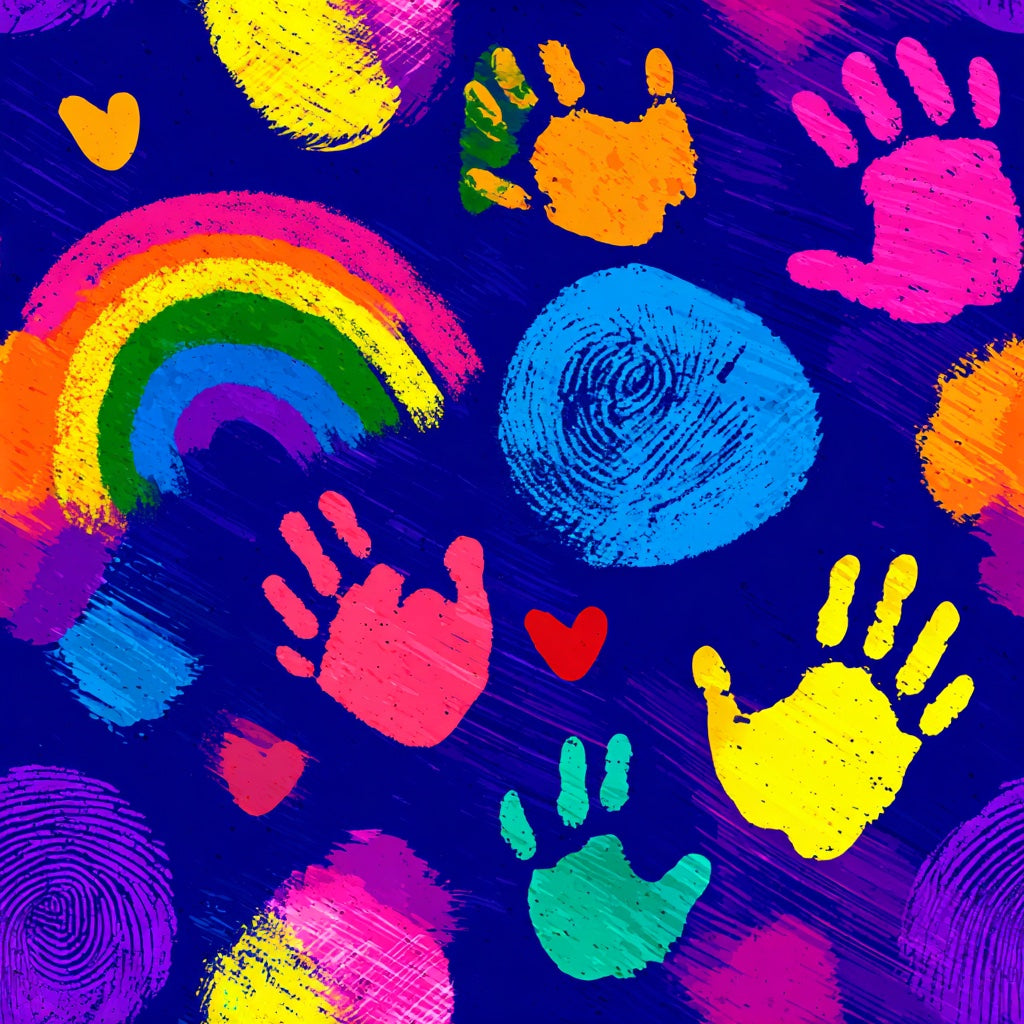 Colorful Handprints Wallpaper Vibrant Geometric Decorative Mural pattern artwork