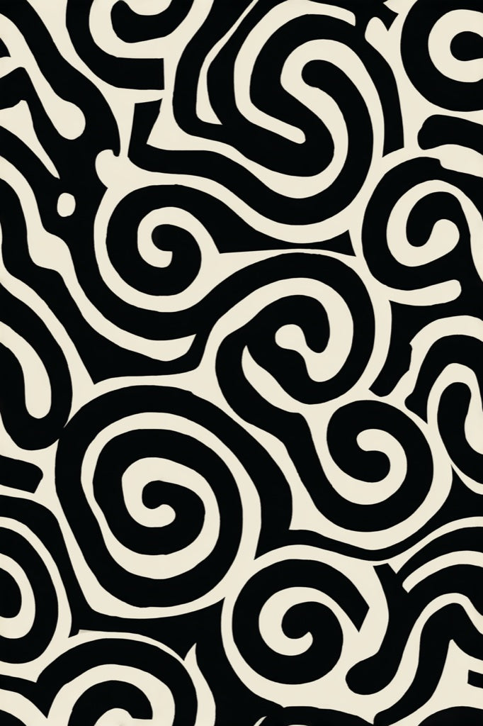 Abstract Pattern Wallpaper Spiral Black White Decorative Mural pattern artwork